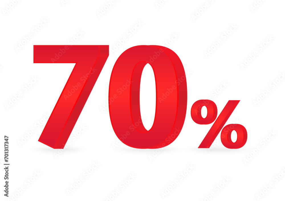 70% or 70 Percent Off Sale Discount. 70% for Banner, Poster or Advertising. Vector Illustration. 70% or 70 Percent Off Sale Discount. 70% for Banner, Poster or Advertising. Vector Illustration.