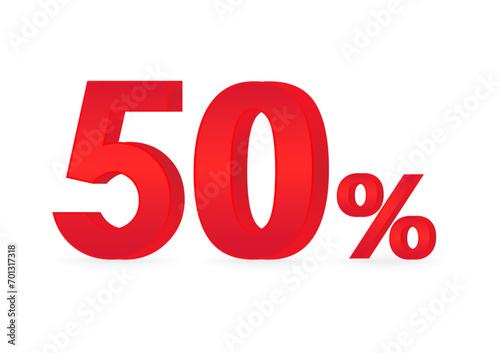 50% or 50 Percent Off Sale Discount. 50% for Banner, Poster or Advertising. Vector Illustration. 