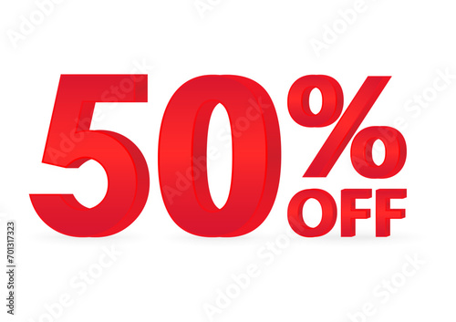 50% or 50 Percent Off Sale Discount. 50% for Banner, Poster or Advertising. Vector Illustration. 