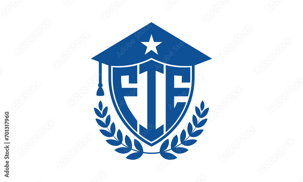 FIE three letter iconic academic logo design vector template. monogram, abstract, school, college, university, graduation cap symbol logo, shield, model, institute, educational, coaching canter, tech FIE three letter iconic academic logo design vector template. monogram, abstract, school, college, university, graduation cap symbol logo, shield, model, institute, educational, coaching canter, tech