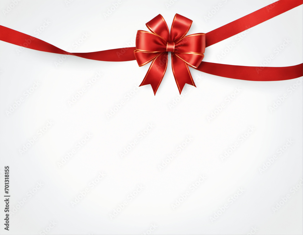 Red bow and ribbon. Realistic holiday decoration Red bow and ribbon. Realistic holiday decoration