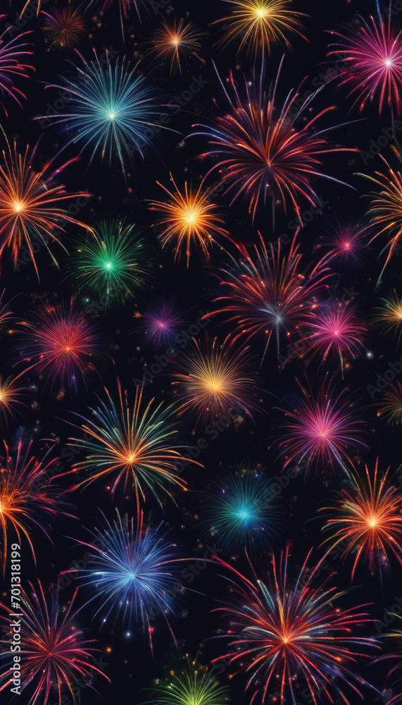 Beautiful New Year fireworks in close-up.