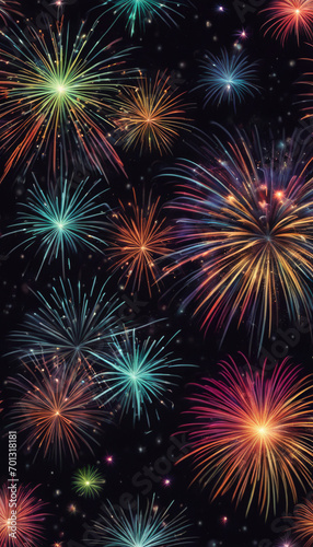 Beautiful New Year fireworks in close-up.