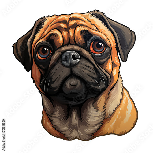 Portrait of a Pug with vintage colors, PNG photo