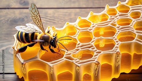 honey plastic with honey and bee  photo
