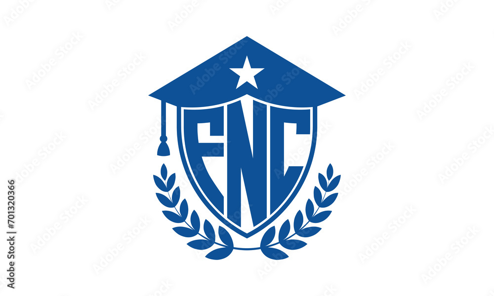 FNC three letter iconic academic logo design vector template. monogram, abstract, school, college, university, graduation cap symbol logo, shield, model, institute, educational, coaching canter, tech FNC three letter iconic academic logo design vector template. monogram, abstract, school, college, university, graduation cap symbol logo, shield, model, institute, educational, coaching canter, tech