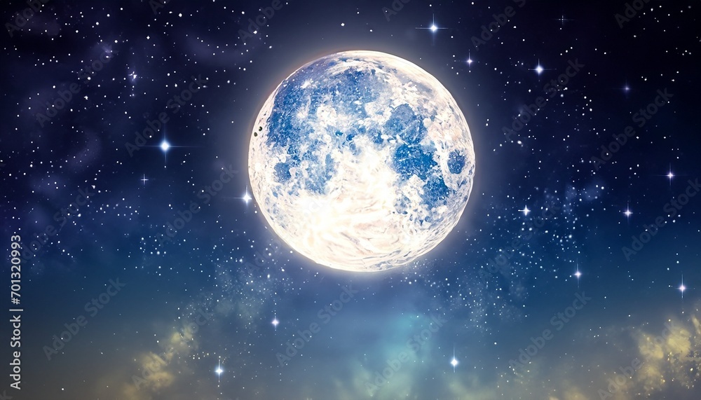 big shining moon in the night sky suitable for background or cover