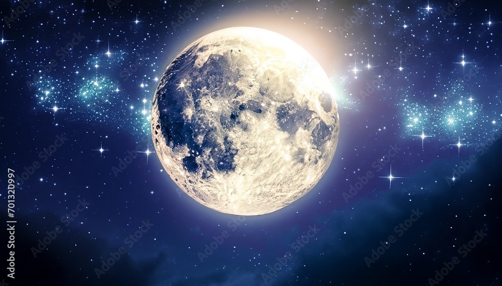 Fototapeta premium big shining moon in the night sky suitable for background or cover