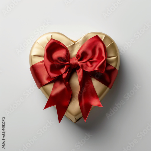 cute heart shaped gift box with red ribbon