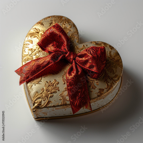 noble heart shaped gift box with ribbon