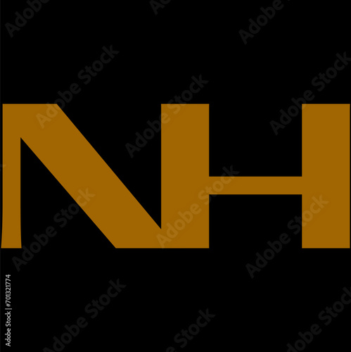 NH letter branding logo design with a leaf..
 photo