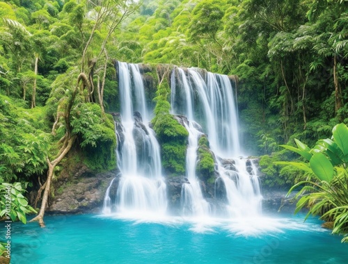 beautiful natural views  waterfalls in tropical forests