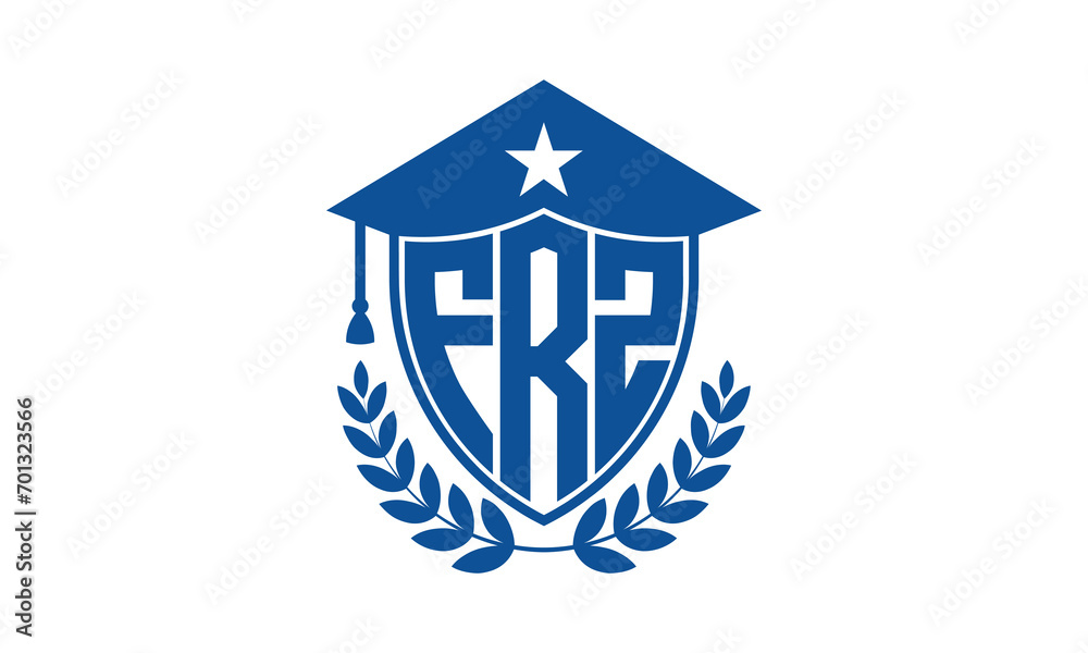 FRZ three letter iconic academic logo design vector template. monogram, abstract, school, college, university, graduation cap symbol logo, shield, model, institute, educational, coaching canter, tech FRZ three letter iconic academic logo design vector template. monogram, abstract, school, college, university, graduation cap symbol logo, shield, model, institute, educational, coaching canter, tech
