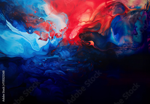 Acrylic blue and red colors abstract background.