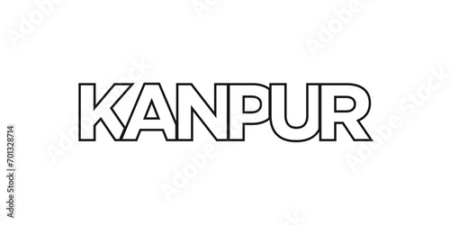 Kanpur in the India emblem. The design features a geometric style, vector illustration with bold typography in a modern font. The graphic slogan lettering. photo