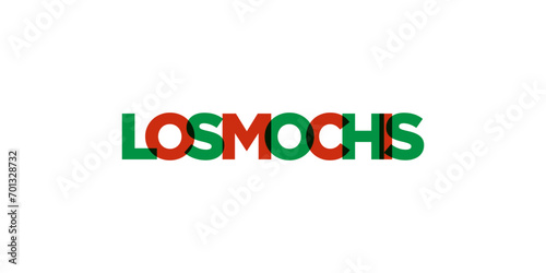 Los Mochis in the Mexico emblem. The design features a geometric style, vector illustration with bold typography in a modern font. The graphic slogan lettering.