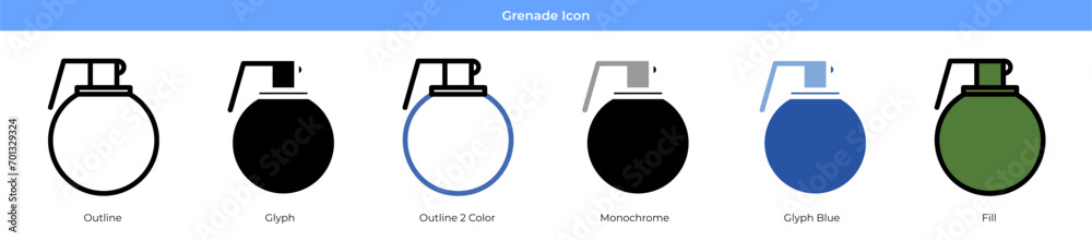 Fototapeta premium Grenade Icon Set Vector