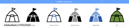 Military Camp Icon Set Vector