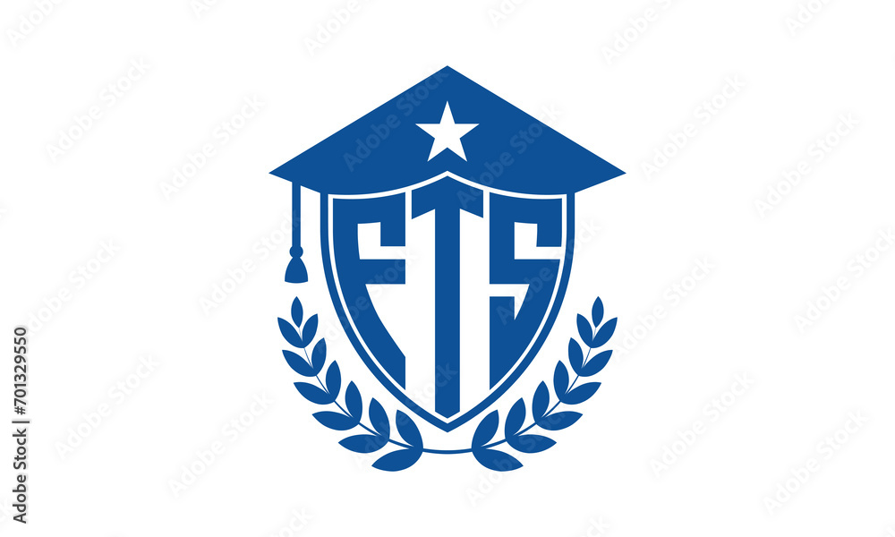 FTS three letter iconic academic logo design vector template. monogram, abstract, school, college, university, graduation cap symbol logo, shield, model, institute, educational, coaching canter, tech FTS three letter iconic academic logo design vector template. monogram, abstract, school, college, university, graduation cap symbol logo, shield, model, institute, educational, coaching canter, tech