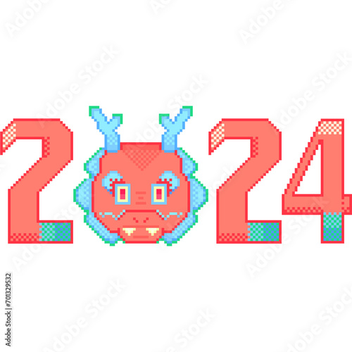 New year 2024, Chinese Zodiac, china, Asia, pixel art © R