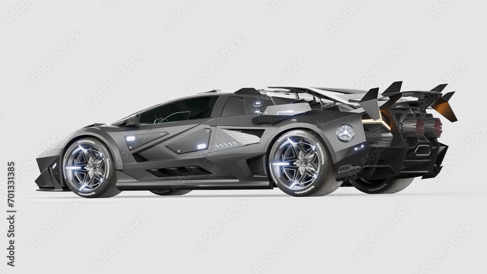 3D rendering of a brand-less generic concept racing car	
