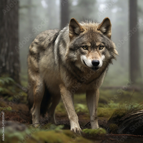 Wolves Unleashed Navigating the Wild Frontiers of Pack Dynamics and Conservation ai generated © Aziz