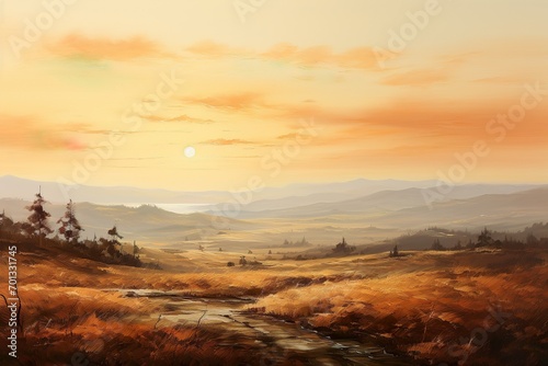 desolate sunset-colored meadow