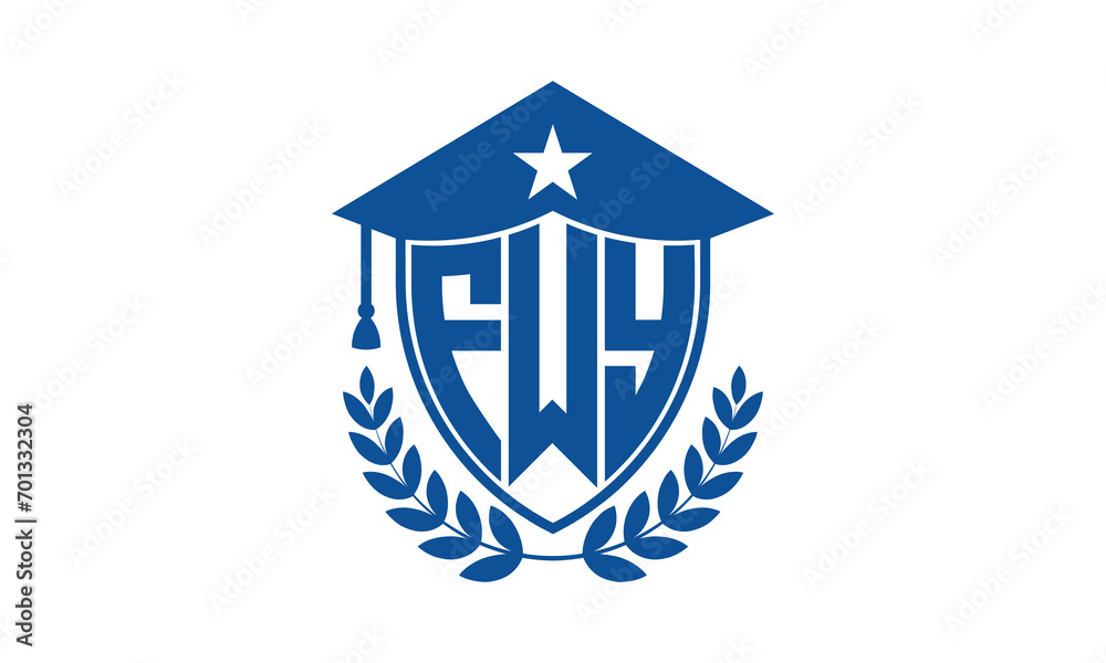 FWY three letter iconic academic logo design vector template. monogram, abstract, school, college, university, graduation cap symbol logo, shield, model, institute, educational, coaching canter, tech FWY three letter iconic academic logo design vector template. monogram, abstract, school, college, university, graduation cap symbol logo, shield, model, institute, educational, coaching canter, tech