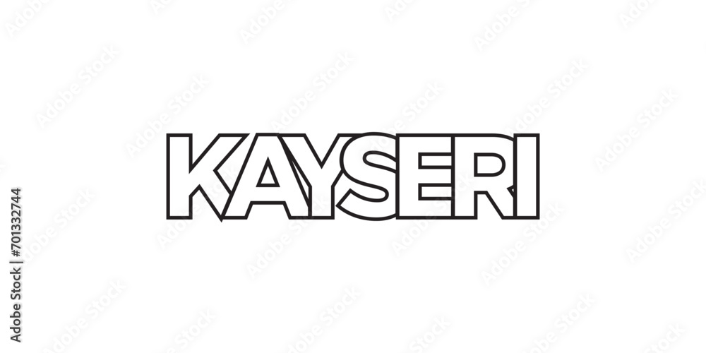 Kayseri in the Turkey emblem. The design features a geometric style, vector illustration with bold typography in a modern font. The graphic slogan lettering. Kayseri in the Turkey emblem. The design features a geometric style, vector illustration with bold typography in a modern font. The graphic slogan lettering.