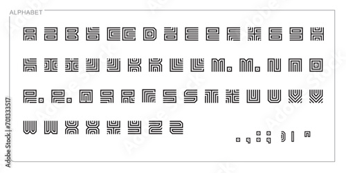 alphabet letter font set. typographic font with trendy thin, bold, uppercase, lowercase and numbers letters. vector illustration.