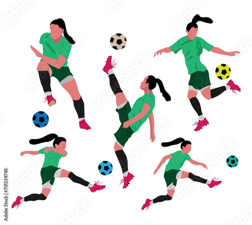 Free vector flat football players illustration design collection
