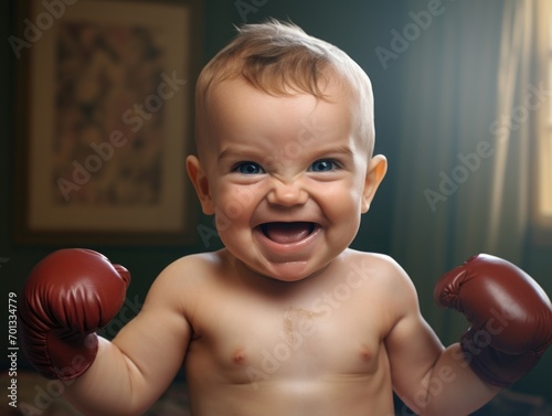 Funny baby as wrestling fighter  © YamunaART