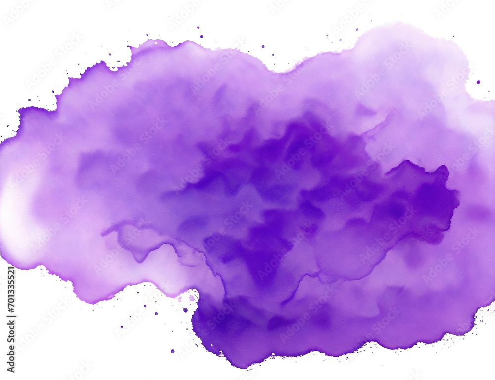 Watercolor violet stain, transparent background. Generative ai