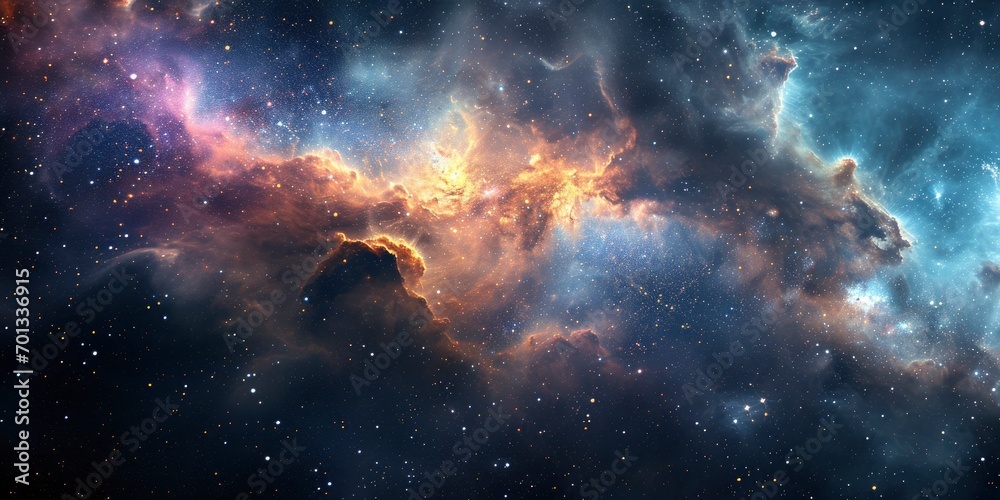 Night sky Universe filled with stars, nebula and galaxy.