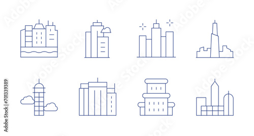 Skyline icons. Editable stroke. Containing city, skyscraper, architecture, skyline.