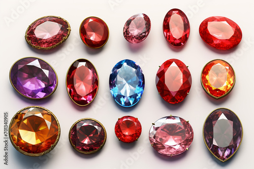 Different beautiful gemstones for jewelry isolated on white
