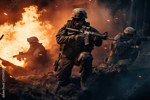 United States Marine Corps special forces soldiers in action during a military operation