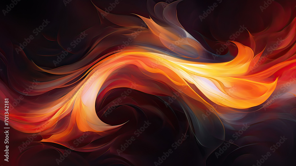 An abstract depiction of fire with swirling red and orange shapes, creating a sense of heat and movement against a dark background Ai Generative An abstract depiction of fire with swirling red and orange shapes, creating a sense of heat and movement against a dark background Ai Generative