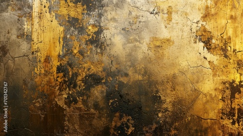 Abstract gold weathered wall painted background.