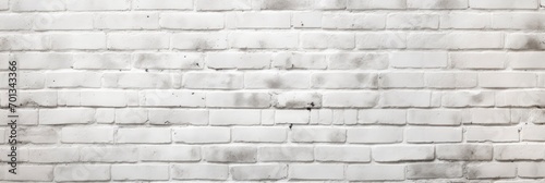 Panoramic background of wide white brick wall texture