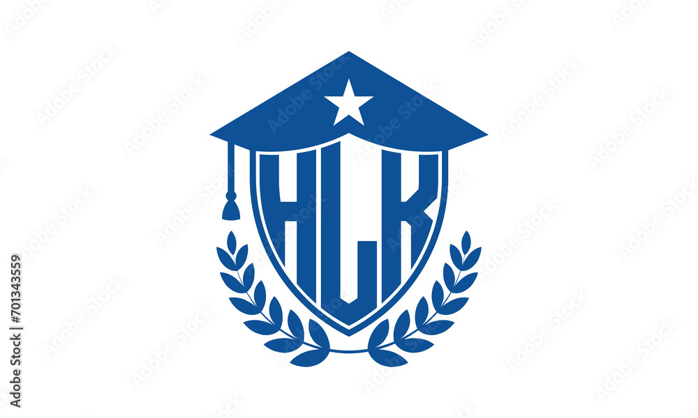 HLK three letter iconic academic logo design vector template. monogram, abstract, school, college, university, graduation cap symbol logo, shield, model, institute, educational, coaching canter, tech HLK three letter iconic academic logo design vector template. monogram, abstract, school, college, university, graduation cap symbol logo, shield, model, institute, educational, coaching canter, tech