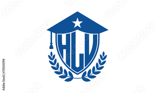 HLU three letter iconic academic logo design vector template. monogram, abstract, school, college, university, graduation cap symbol logo, shield, model, institute, educational, coaching canter, tech photo