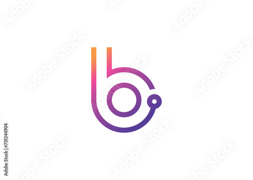 Letter B Technology vector monogram logo design template. Letter B molecule, Science and Bio technology Vector logo.