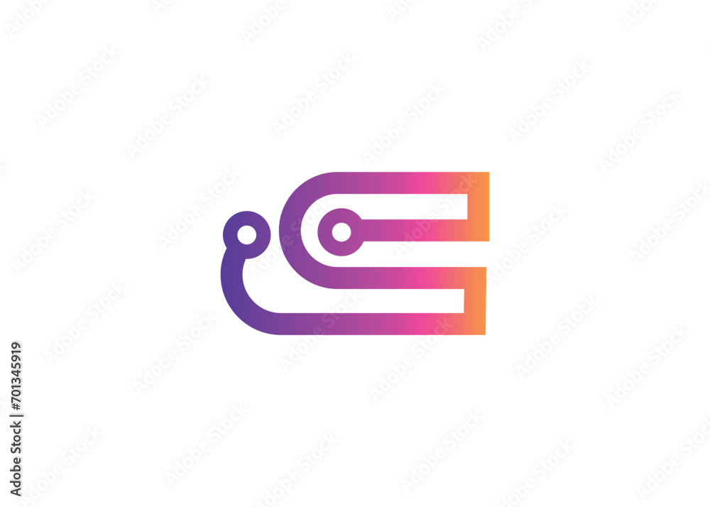 Letter C Technology vector monogram logo design template. Letter C molecule, Science and Bio technology Vector logo.