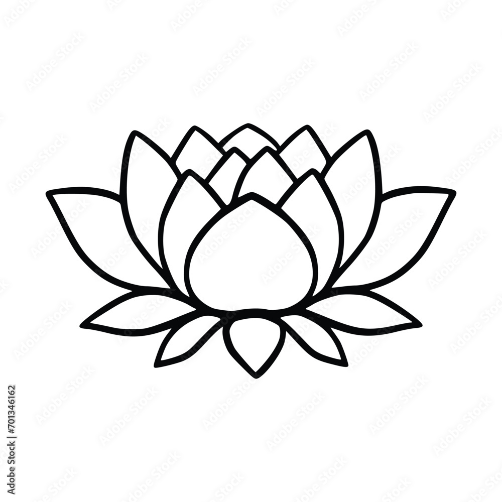 Simple lotus flower line drawing outline isolated in white background.
Lotus Blossom Symbol Icons. Vector illustration concept of Abstract Lotus flower Simple lotus flower line drawing outline isolated in white background.
Lotus Blossom Symbol Icons. Vector illustration concept of Abstract Lotus flower