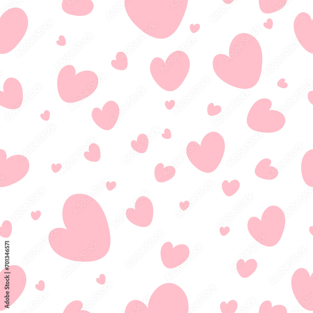 Simple pink heart seamless pattern design.  Design for greetings cards, posters, banners, backgrounds for Valentines Day or Mothers Day