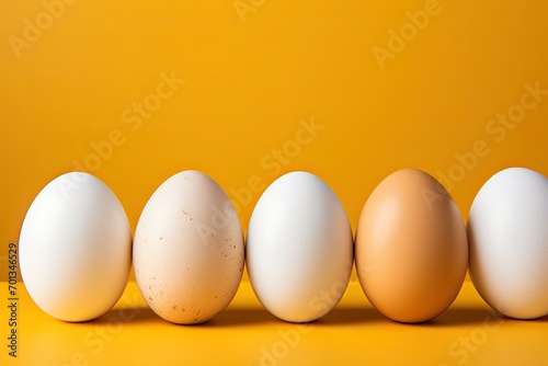 White eggs on a yellow background, Generate Ai