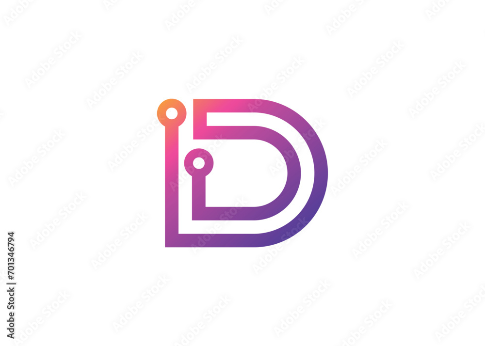 Letter D Technology vector monogram logo design template. Letter D molecule, Science and Bio technology Vector logo. Letter D Technology vector monogram logo design template. Letter D molecule, Science and Bio technology Vector logo.