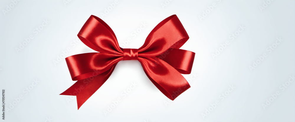red ribbon, white background