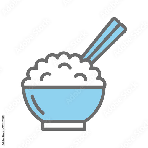 Rice bowl icon vector on trendy design